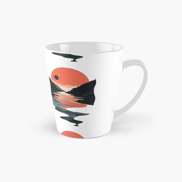 Item preview, Retro sunset scenery - mountains, river, clouds & big sun designed and sold by Wildflow Creations.