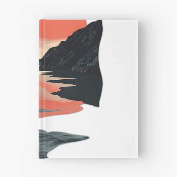 Item preview, Retro sunset scenery - mountains, river, clouds & big sun designed and sold by Wildflow Creations.