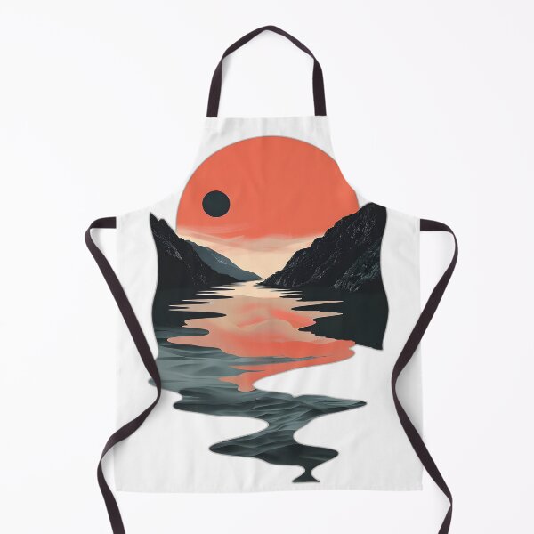 Item preview, Retro sunset scenery - mountains, river, clouds & big sun designed and sold by Wildflow Creations.