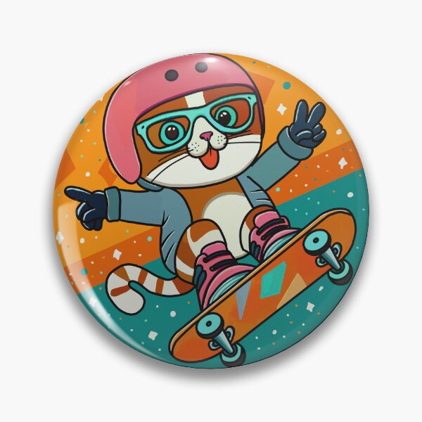 Item preview, Happy cat in pink helmet on skateboard designed and sold by Znikoma.