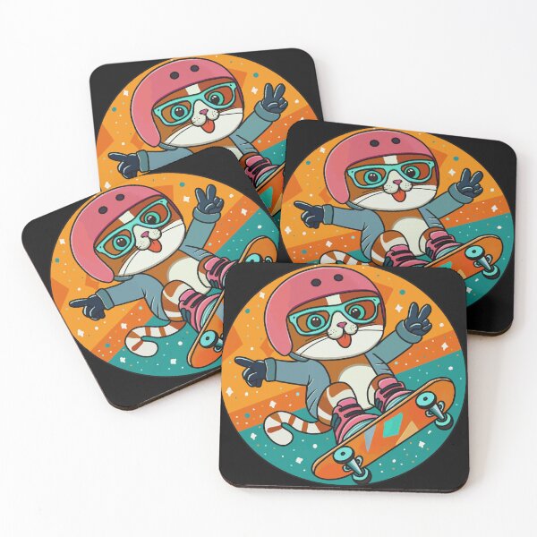 Item preview, Happy cat in pink helmet on skateboard designed and sold by Znikoma.
