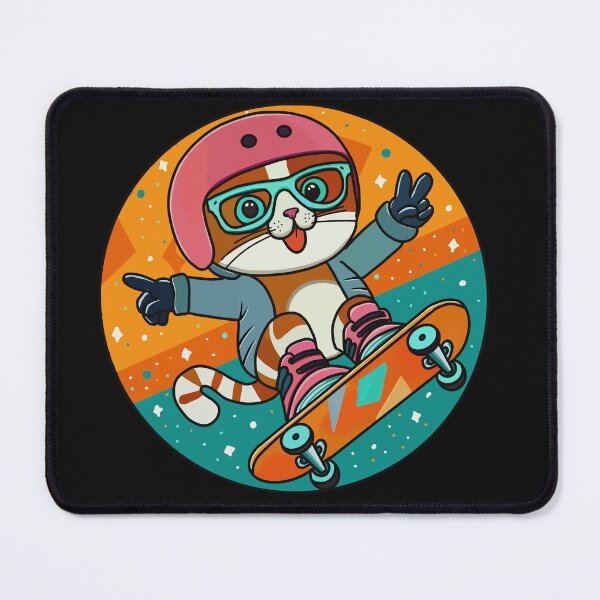 Item preview, Happy cat in pink helmet on skateboard designed and sold by Znikoma.