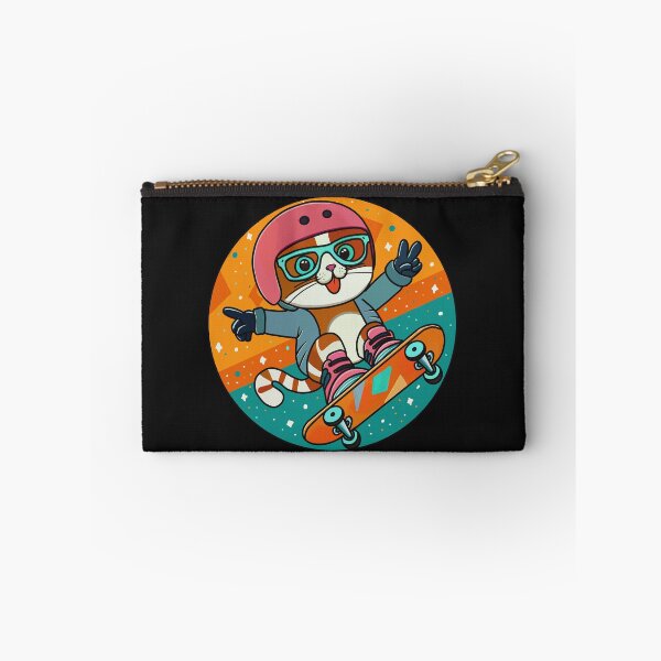 Item preview, Happy cat in pink helmet on skateboard designed and sold by Znikoma.