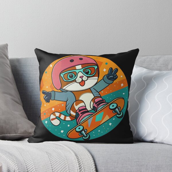 Item preview, Happy cat in pink helmet on skateboard designed and sold by Znikoma.