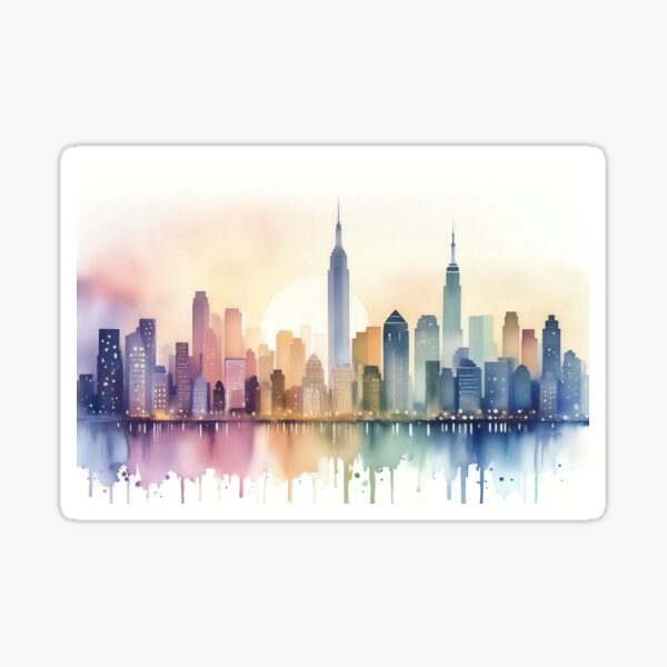 Urban Dreamscapes in Watercolor Sticker