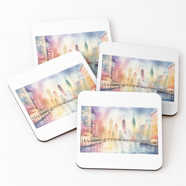 Item preview, Watercolor Whispers: A Dreamy Cityscape designed and sold by PanoramaPrints.