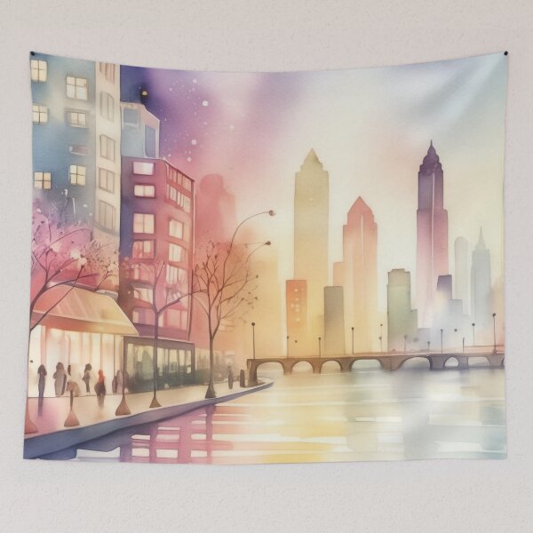 Item preview, Watercolor Whispers: A Dreamy Cityscape designed and sold by PanoramaPrints.
