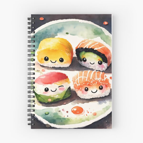 Item preview, watercolor of a plate of happy sushi  designed and sold by soulfulpalette.