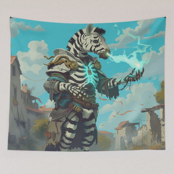 Item preview, Zebra necromancer casting revival spell in the ruind of the ghost town designed and sold by EpicFantasy.
