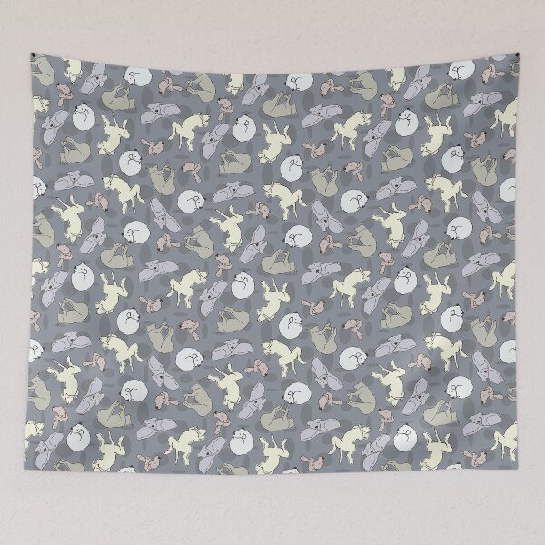 Item preview, Modern Whimsical Sleeping Dogs - Vanilla on  Gunmetal Gray designed and sold by NiranjanaMani.