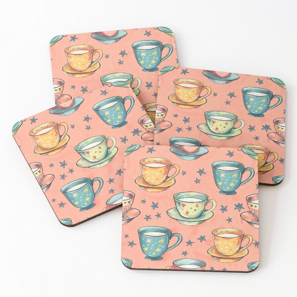 Item preview, Enchanted Tea Time - Whimsical Patterned Tea Cups with Stars on a Peach Background designed and sold by David Balzen.