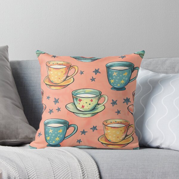 Item preview, Enchanted Tea Time - Whimsical Patterned Tea Cups with Stars on a Peach Background designed and sold by David Balzen.