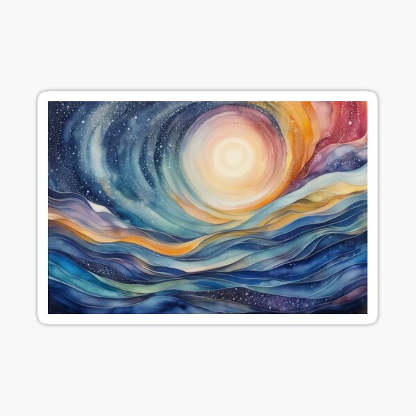 Cosmic Whispers: A Watercolor Journey Sticker