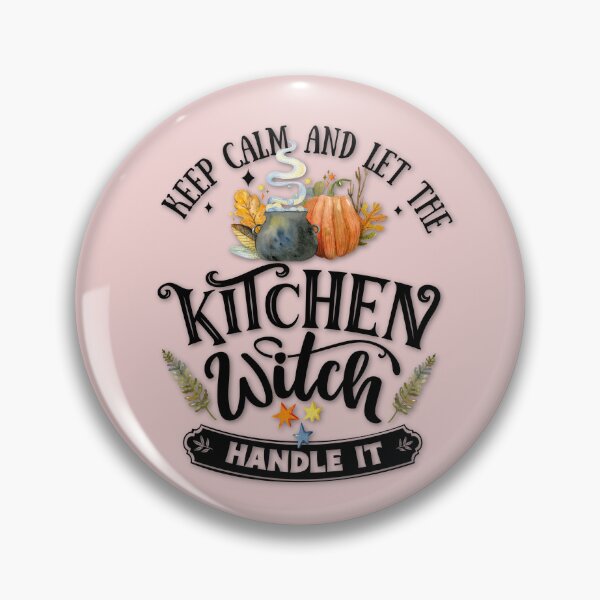 Item preview, Boho Blush Pink, Cottagecore - Keep Calm and Let the Kitchen Witch Handle it, Kitchen Witchery, Cute Witchy Style, Pumpkins and Cauldrons designed and sold by Alaska Magick.