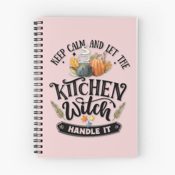 Item preview, Boho Blush Pink, Cottagecore - Keep Calm and Let the Kitchen Witch Handle it, Kitchen Witchery, Cute Witchy Style, Pumpkins and Cauldrons designed and sold by Alaska Magick.
