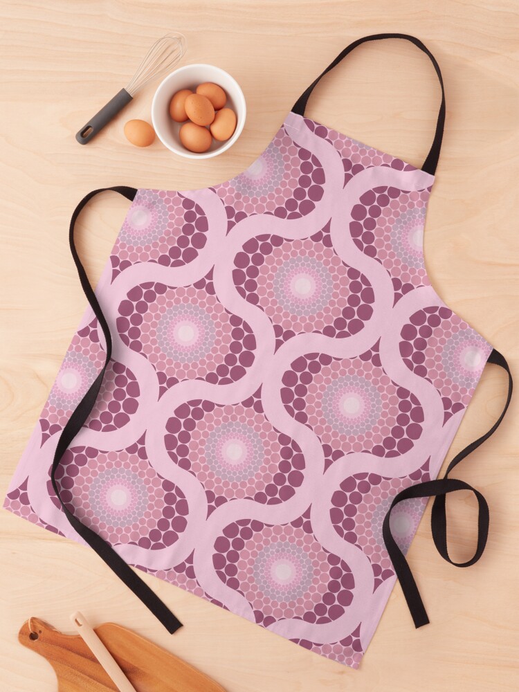 Apron, Radiant Dusky Rose Dot Mandala Ogee designed and sold by Triplicate Limited