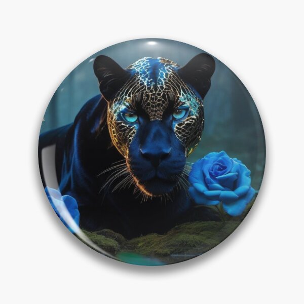 Item preview, The Golden Panther with Blue Roses in a magical Forest designed and sold by JZDezignsz.