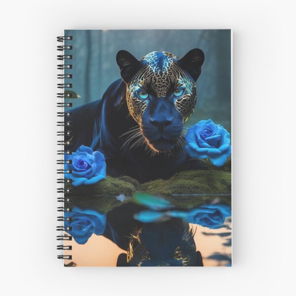Item preview, The Golden Panther with Blue Roses in a magical Forest designed and sold by JZDezignsz.