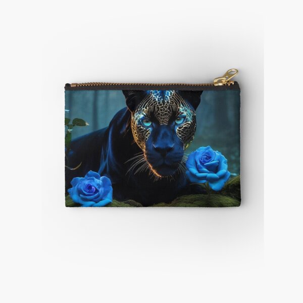 Item preview, The Golden Panther with Blue Roses in a magical Forest designed and sold by JZDezignsz.