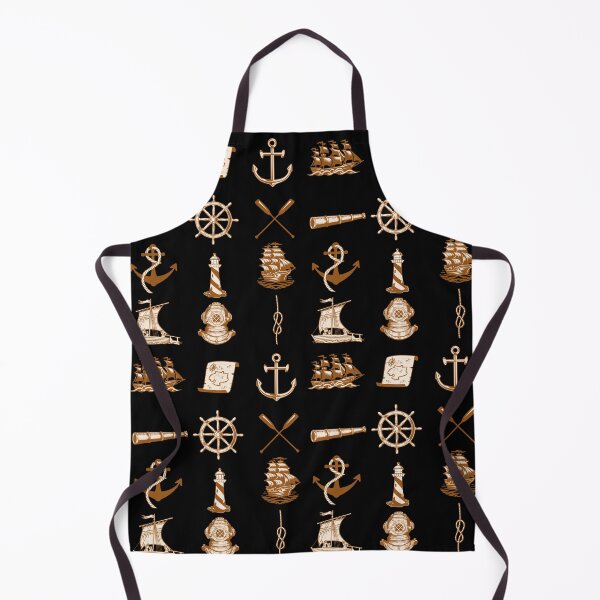 Item preview, Nautical Ocean Sea themed pattern with naval ships, ropes, helmet, maps, anchors and more. designed and sold by LewaTahami.