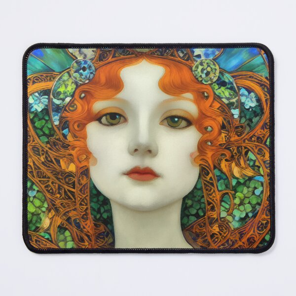 Item preview, Portrait of Beautiful Woman in Vintage Tiffany Stained Glass Style designed and sold by Sandy Richter.
