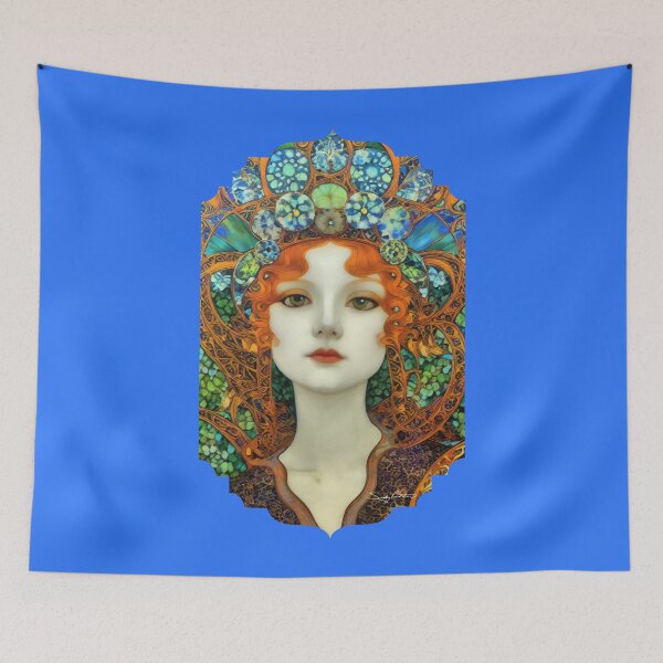 Item preview, Portrait of Beautiful Woman in Vintage Tiffany Stained Glass Style designed and sold by Sandy Richter.