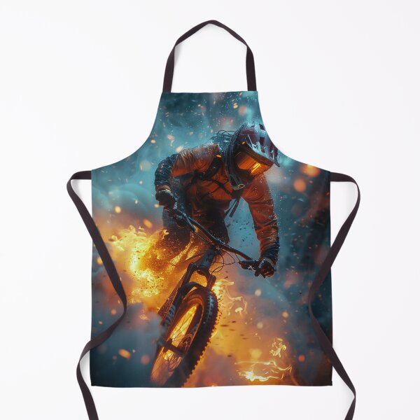 Item preview, Portrait of a cyclist in a burning setting designed and sold by Fantasyplus.