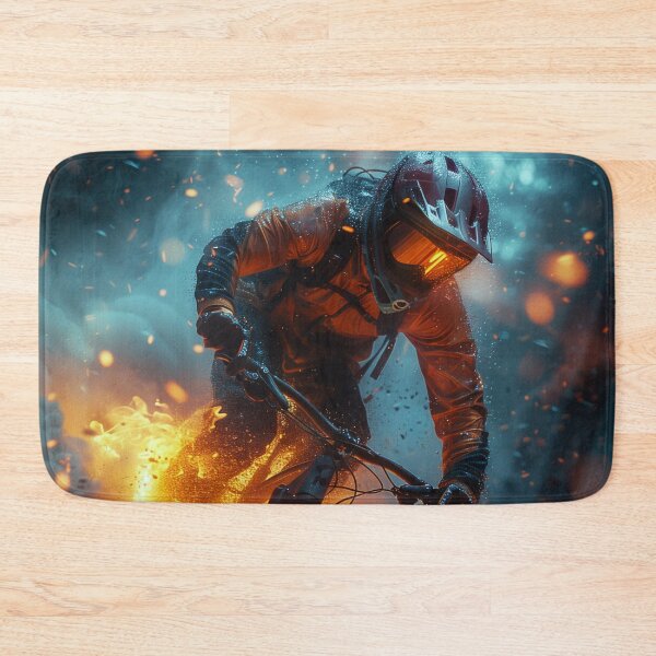 Item preview, Portrait of a cyclist in a burning setting designed and sold by Fantasyplus.