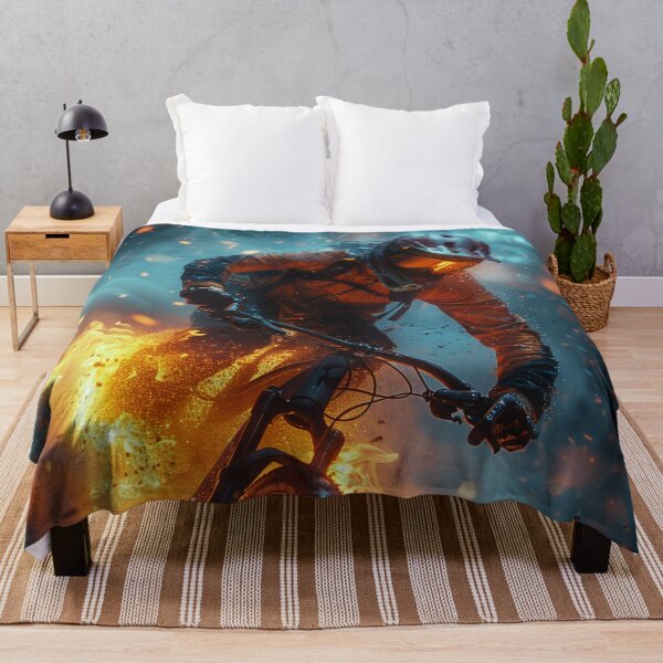 Item preview, Portrait of a cyclist in a burning setting designed and sold by Fantasyplus.