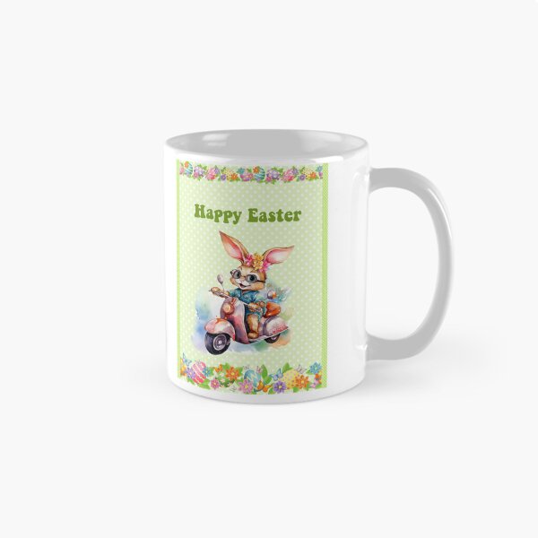 Item preview, Happy Easter card with watercolor Funny Cute Easter Bunny on the bike postcard designed and sold by Createya.