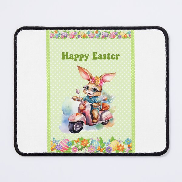 Item preview, Happy Easter card with watercolor Funny Cute Easter Bunny on the bike postcard designed and sold by Createya.