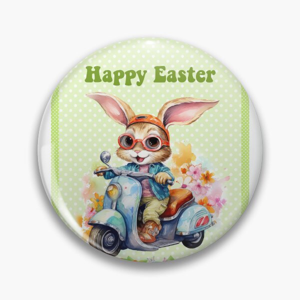 Item preview, Happy Easter card with watercolor Funny Cute Easter Bunny on the bike postcard designed and sold by Createya.