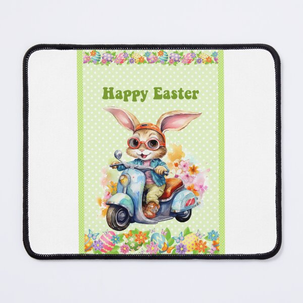 Item preview, Happy Easter card with watercolor Funny Cute Easter Bunny on the bike postcard designed and sold by Createya.