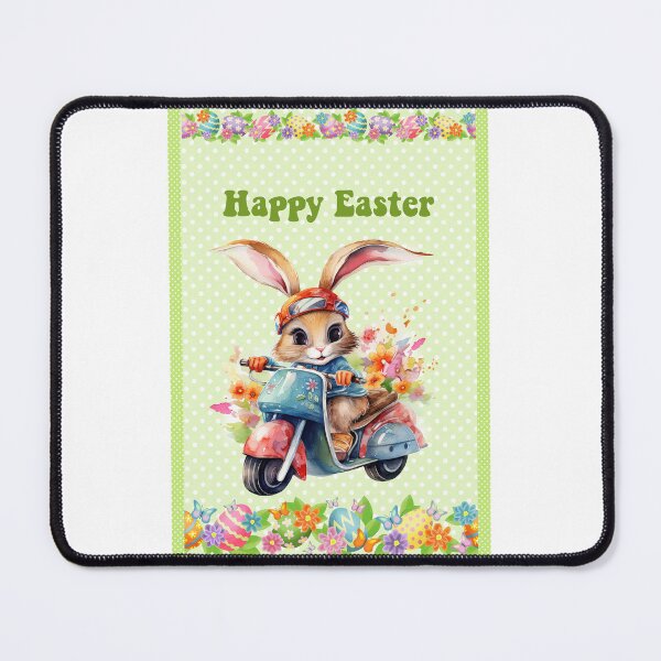 Item preview, Happy Easter card with watercolor Funny Cute Easter Bunny on the bike postcard designed and sold by Createya.