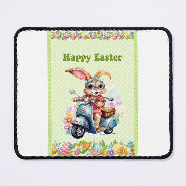 Item preview, Happy Easter card with watercolor Funny Cute Easter Bunny on the bike postcard designed and sold by Createya.