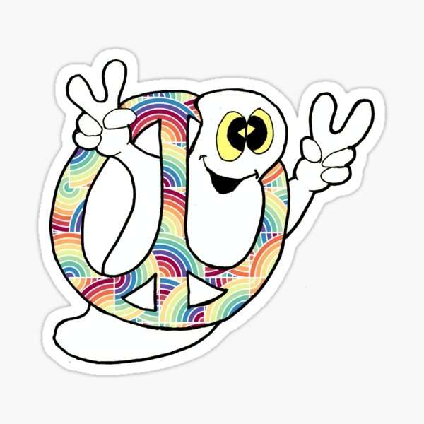 Peace Ghost in Rainbow Peace Sign Sticker