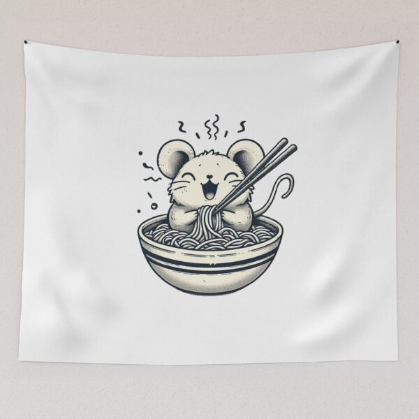 Item preview, Cute mouse eating ramen  designed and sold by Culmika.