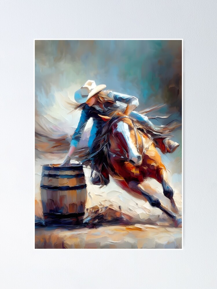 Watercolor outlet of a young girl barrel racing