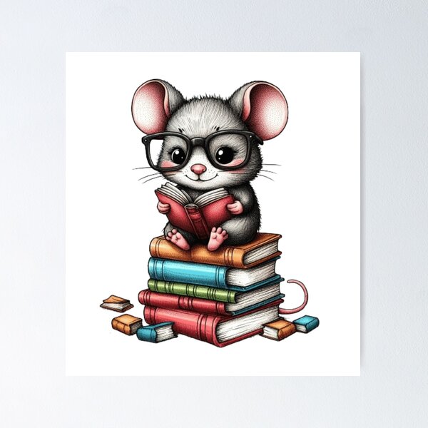 Item preview, Back to school mouse reading books designed and sold by Culmika.