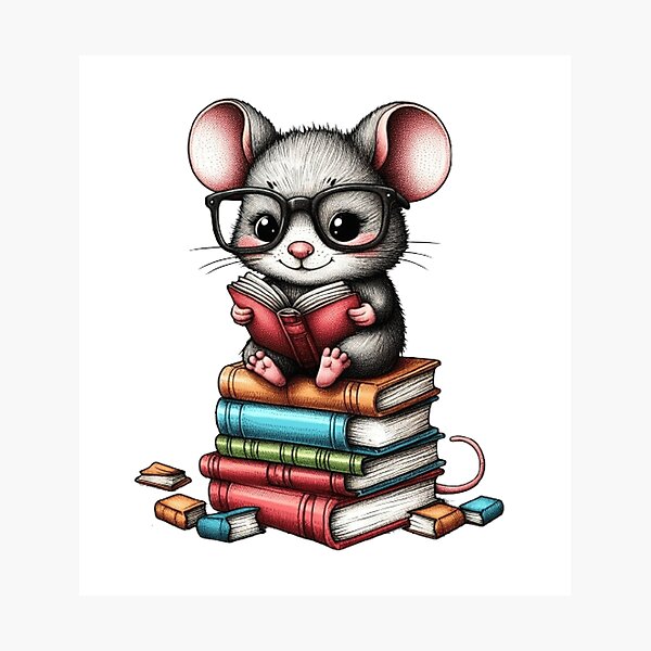 Item preview, Back to school mouse reading books designed and sold by Culmika.