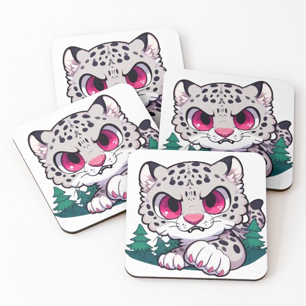 Item preview, Angry Kawaii Snow Leopard between trees designed and sold by Irbisinthebox.