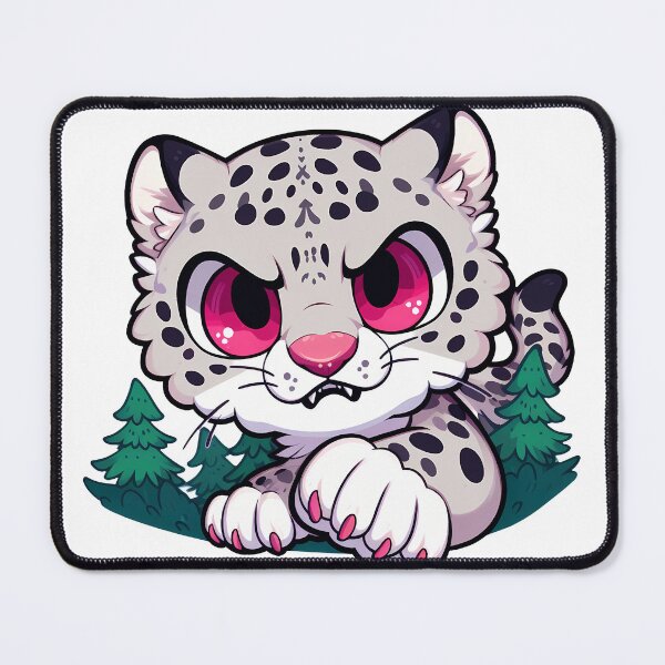 Item preview, Angry Kawaii Snow Leopard between trees designed and sold by Irbisinthebox.