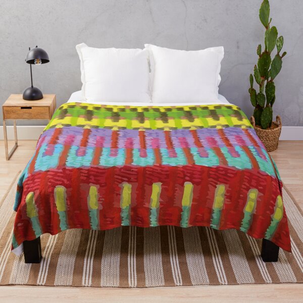 Item preview, Red yellow embroidery poncho blanket textile mexican folk art maximalism dopamine decor designed and sold by T-Mex.