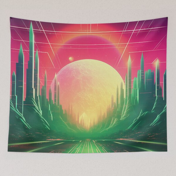 Item preview, Cybernetic Dreamscape: Ethereal Retrowave Fusion designed and sold by Mullet Monkey.