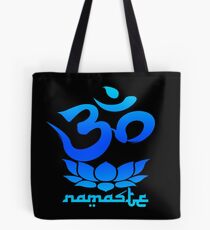 Namaste Symbol with Lotus Flower (blue version) Tote Bag