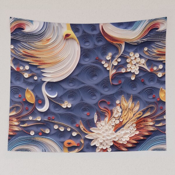 Item preview, surreal bird paper quilling style pattern designed and sold by LorrieBee.