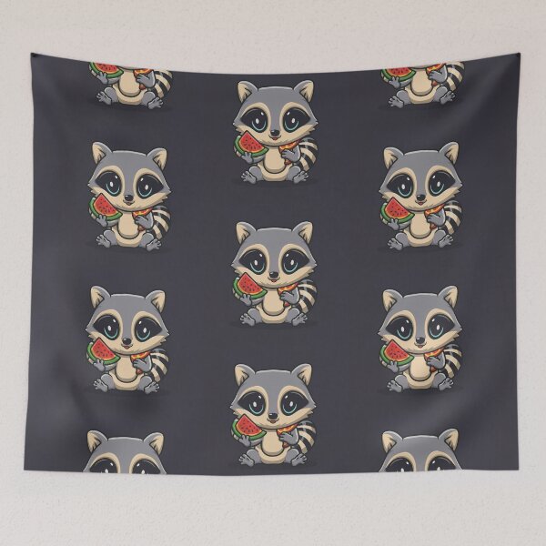 Item preview, Funny cute kawaii raccoon eating something designed and sold by Trend-Beaver.