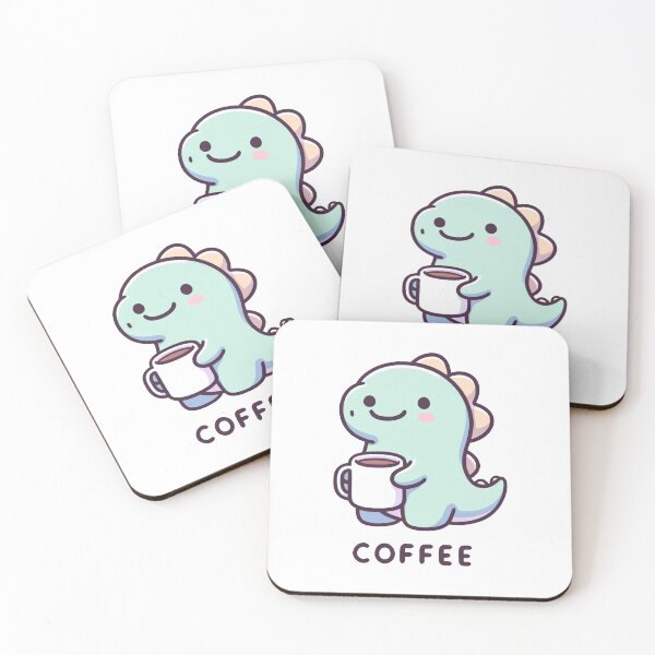 Item preview, Cute Dinosaur with Coffee designed and sold by RetroPop23.