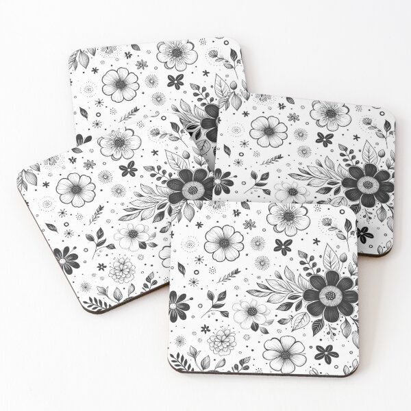 Item preview,  Pattern flowers  in black and white designed and sold by asbno19.