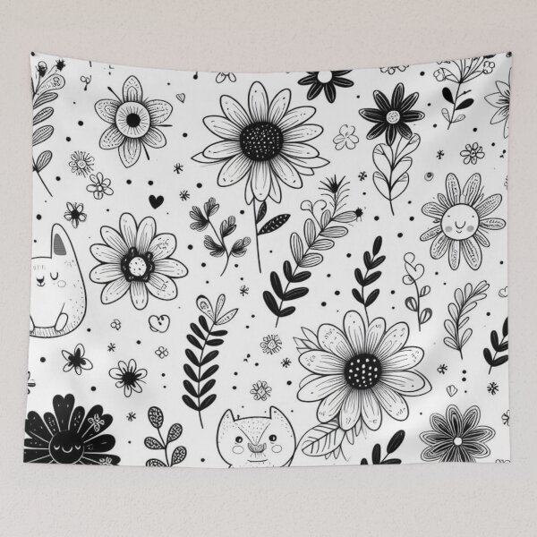Item preview, Pattern flowers  in black and white designed and sold by asbno19.